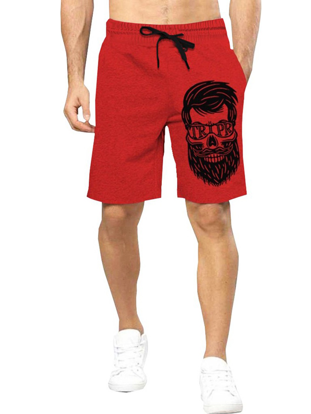 

TRIPR Men Pack Of 2 Mid-Rise Abstract Printed Casual Cotton Shorts, Red