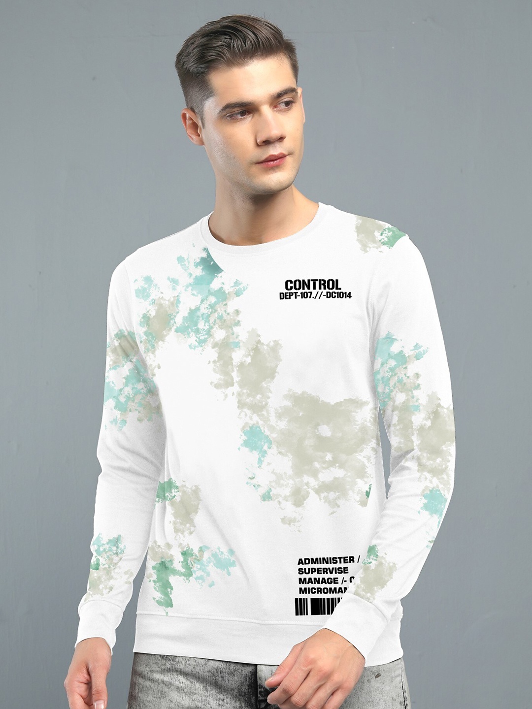 

JUMPCUTS Abstract Printed Cotton T-shirt, White