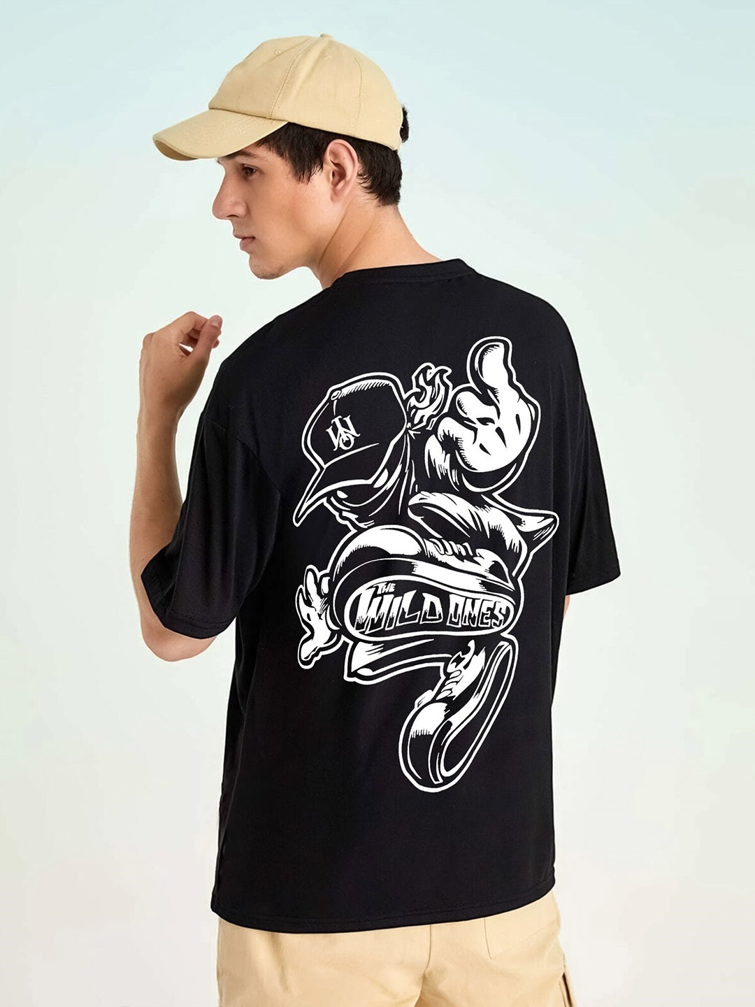 

JUMPCUTS Graphic Printed Cotton Boxy T-shirt, Black