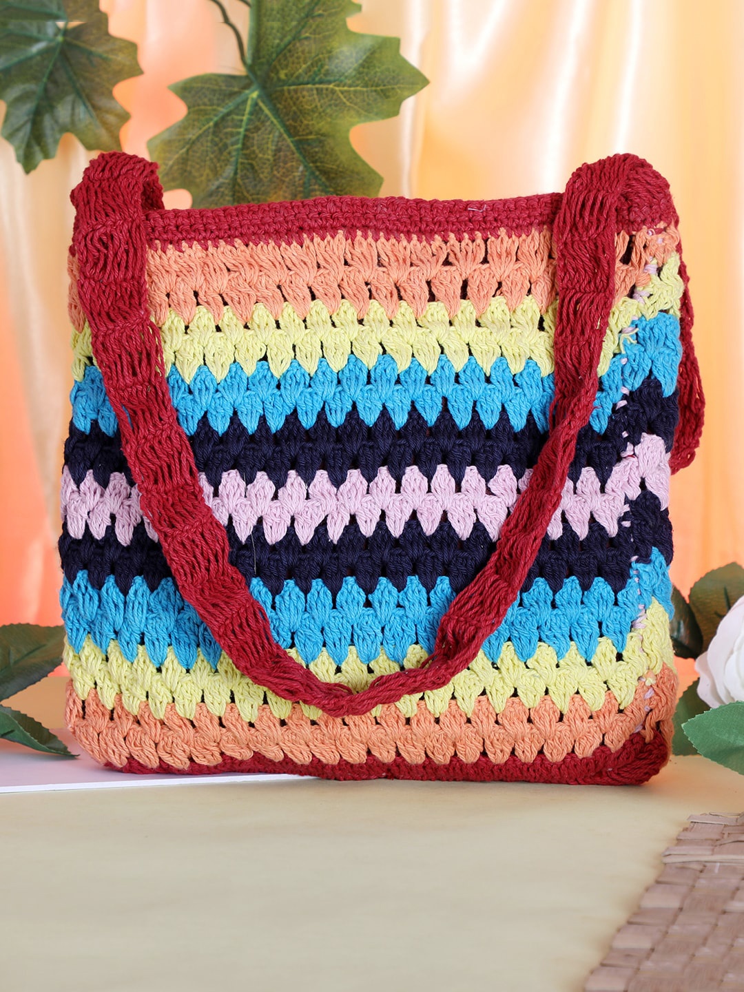 gaura pakhi Women Colourblocked Shopper Sling Bag, Orange