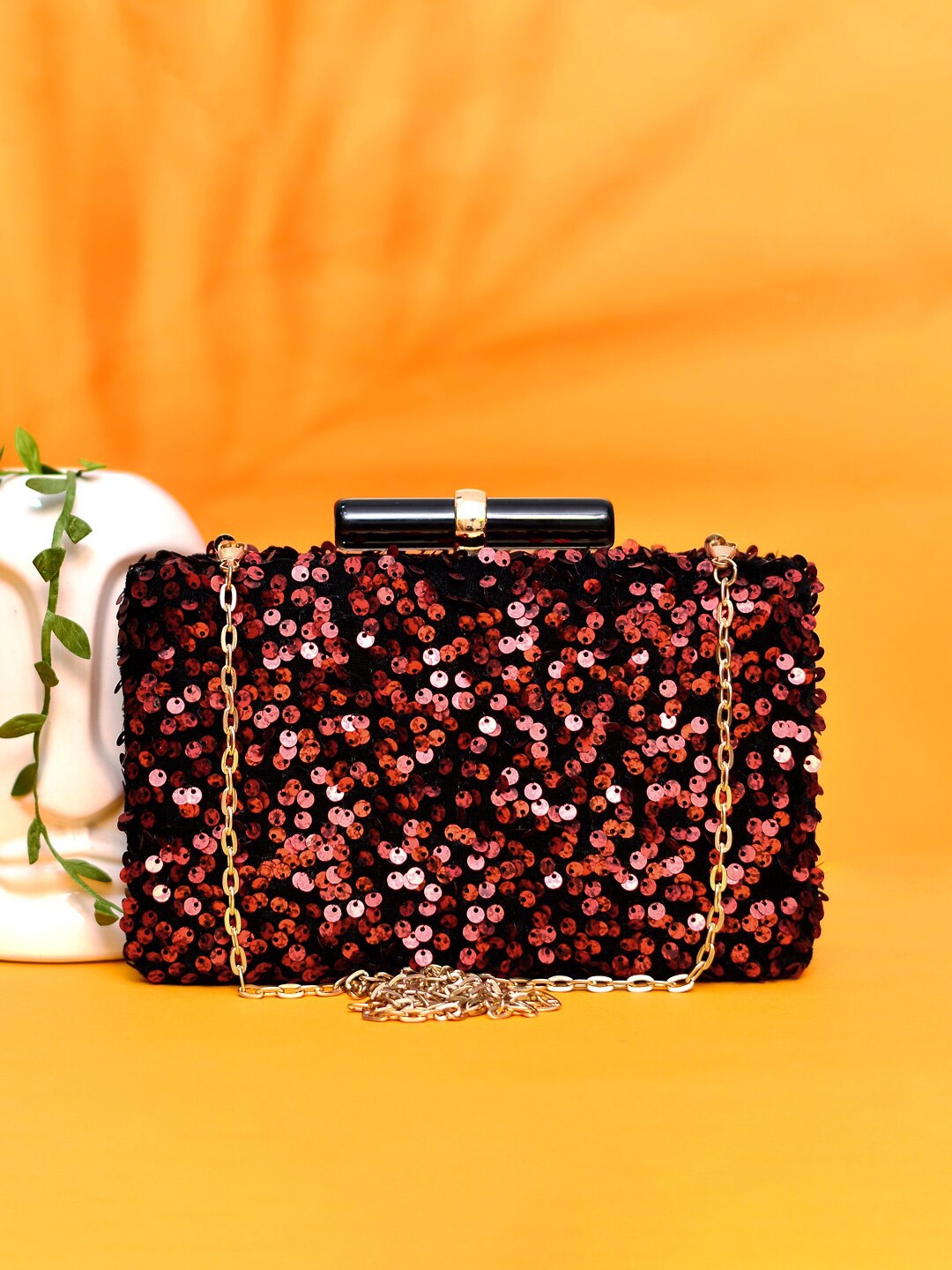 

ARTKLIM Embroidered Embellished Box Clutch, Red