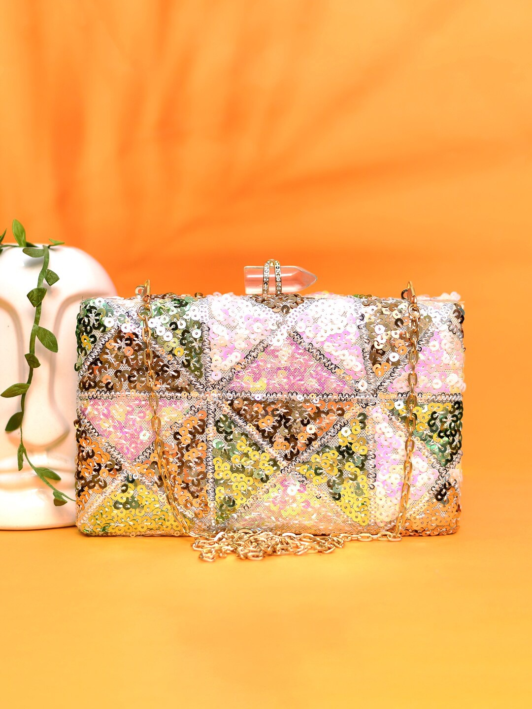 

ARTKLIM Embellished Box Clutch, Green