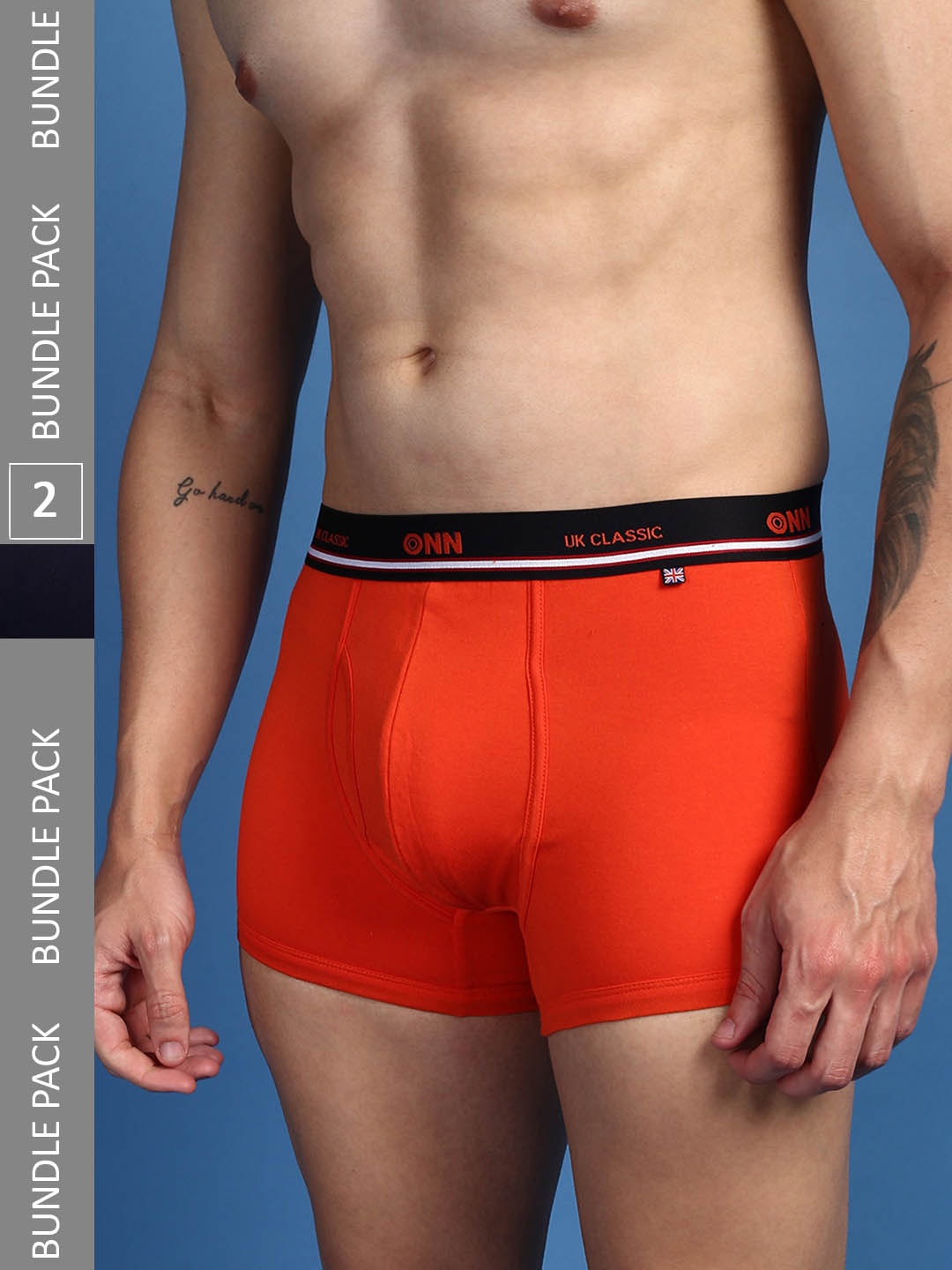 

ONN Men Pack Of 2 Anti-Bacterial Pure Cotton Trunks, Navy blue