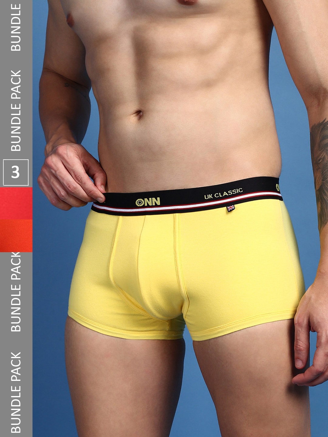 

ONN Men Pack Of 3 Ultra Soft Cotton Trunk, Red