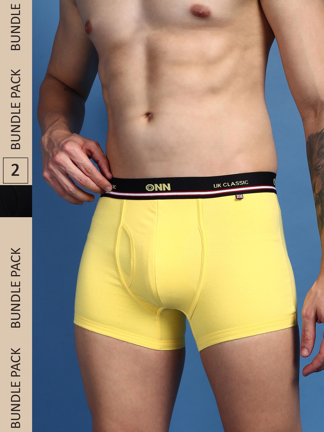 

ONN Men Pack Of 2 Cotton Trunk ONN_UK_44_YLW_BLK_2PC, Yellow