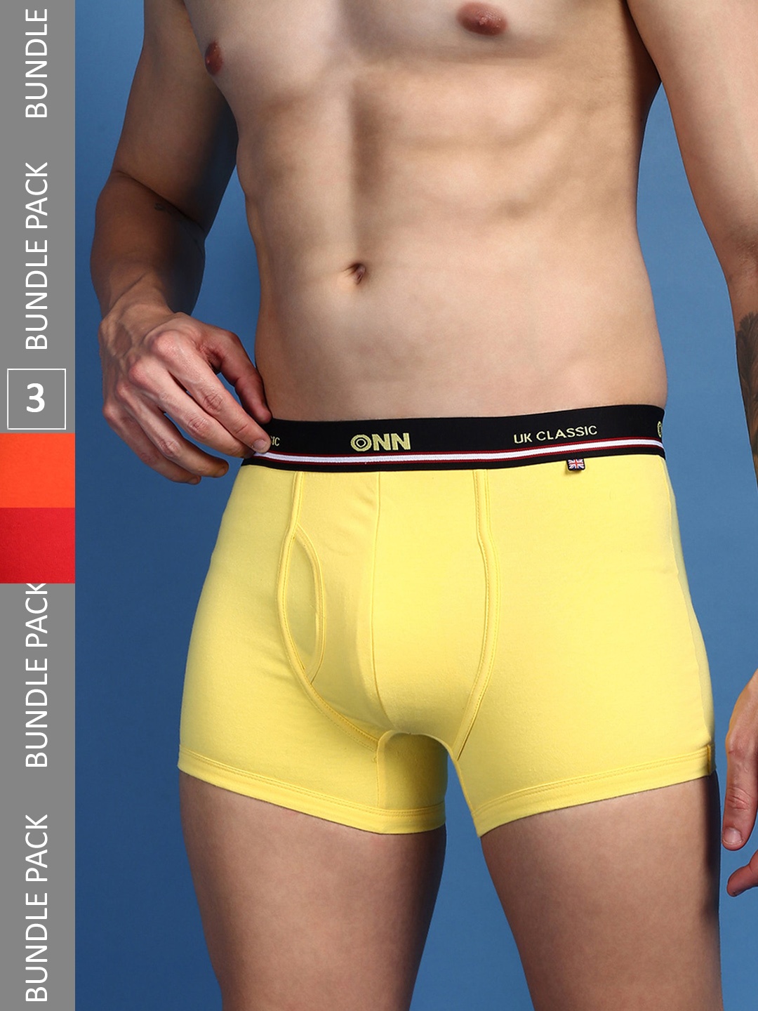 

ONN Men Pack Of 3 Ultra Soft Cotton Trunks, Red