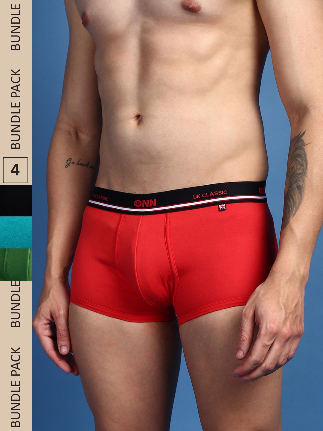 

ONN Men Pack Of 4 Assorted Pure Cotton Anti Odour Trunks- ONN_UK_43_ASST_4PC