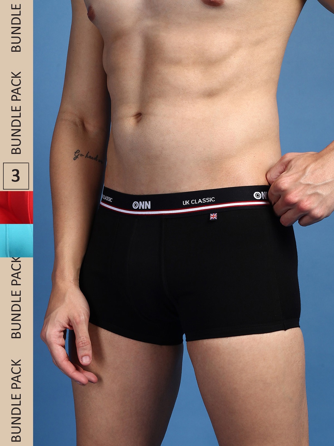 

ONN Men Pack Of 3 Pure Cotton Trunks, Red