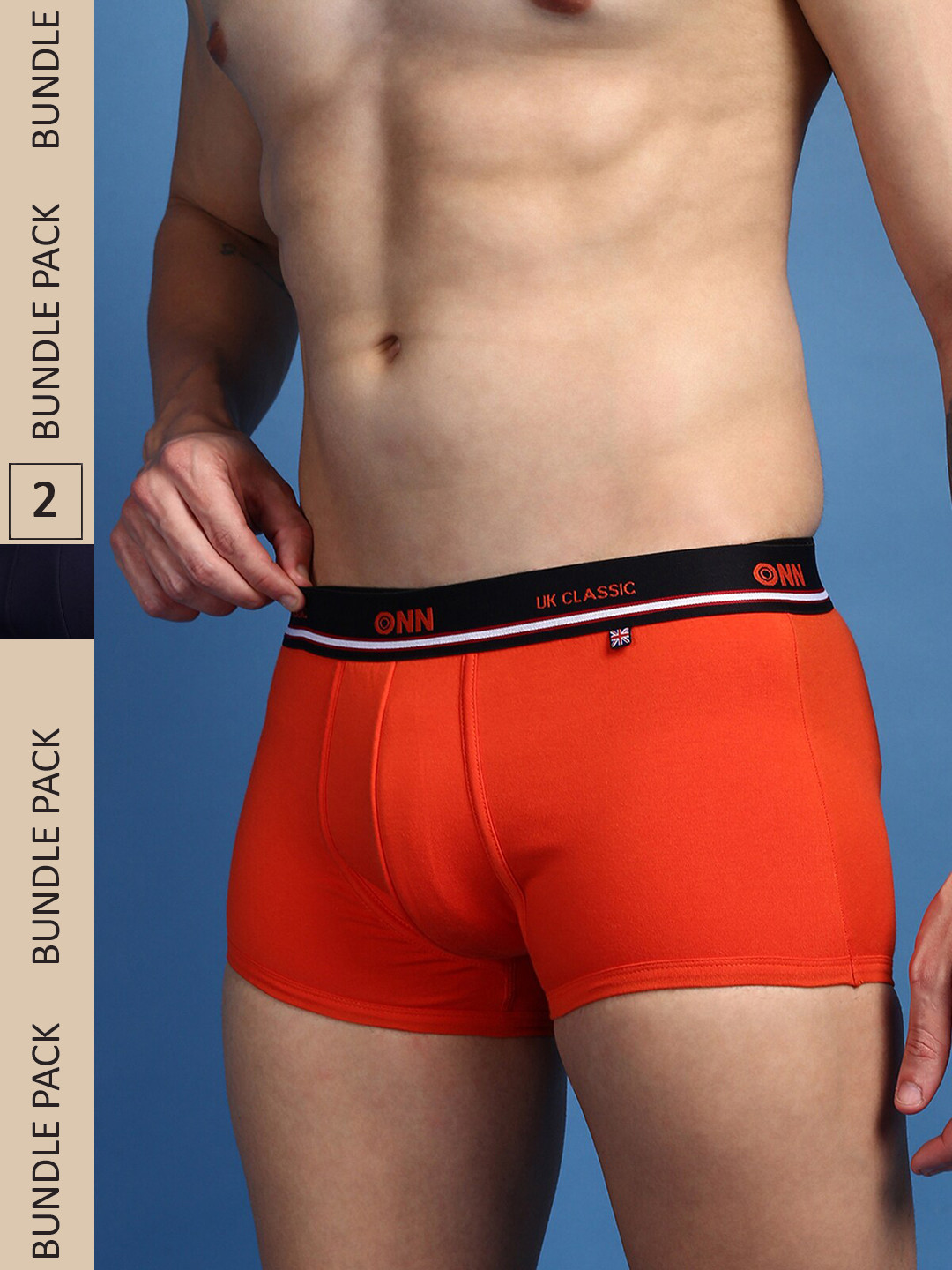 

ONN Men Pack Of 2 Pure Cotton Anti Odour Outer Elastic Trunks- ONN_UK_43_NB_CLOR_2PC, Orange