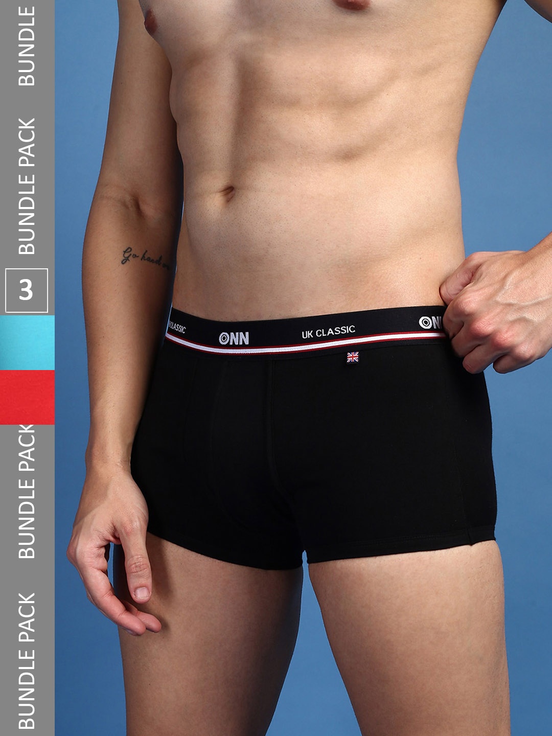 

ONN Men Pack Of 3 Pure Cotton Trunks, Red