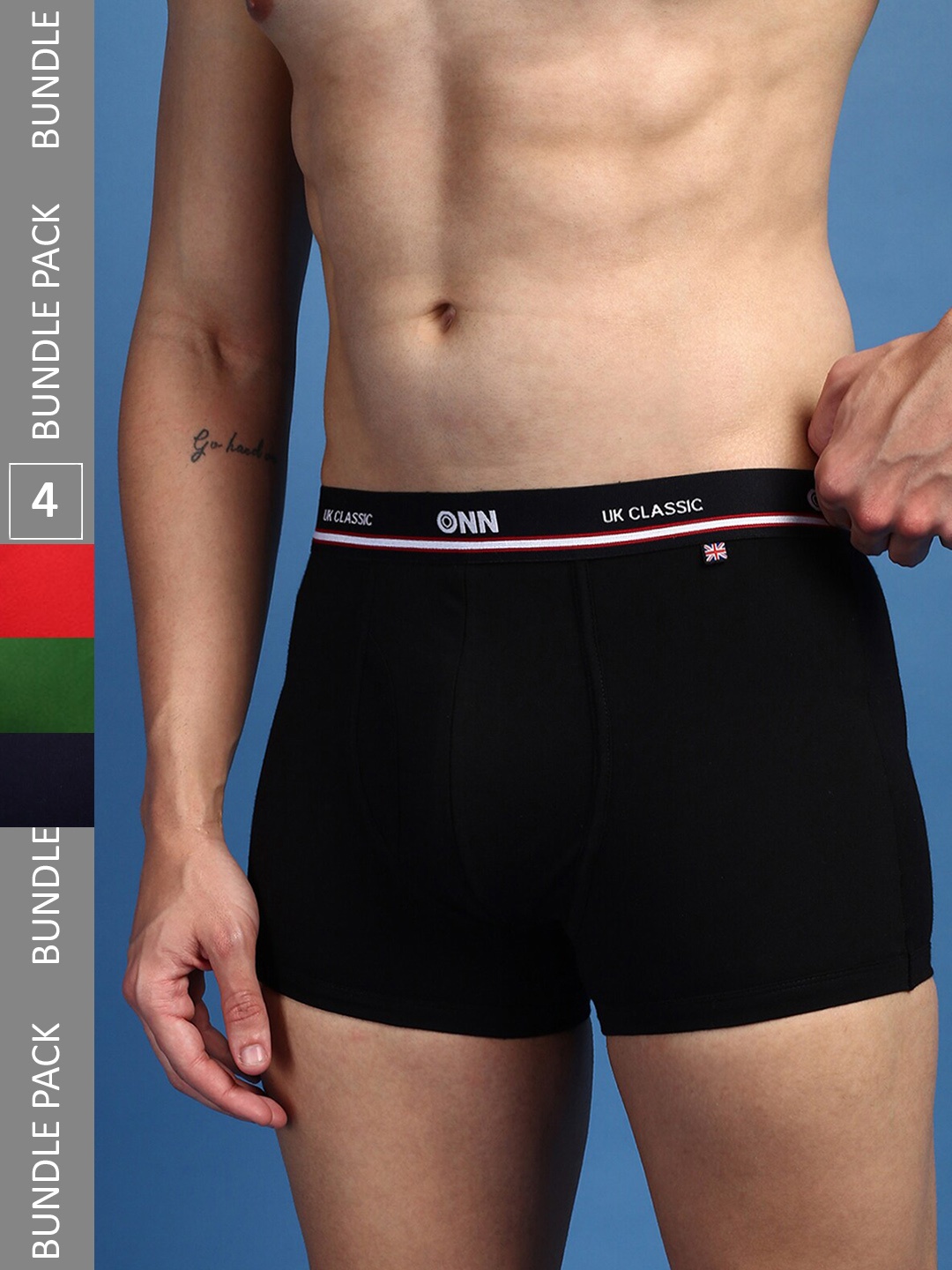 

ONN Men Pack Of 4 Assorted Pure Cotton Anti Odour Trunks- ONN_UK_44_ASST_4PC