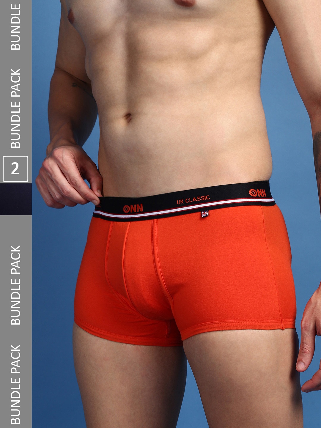 

ONN Men Pack Of 2 Pure Cotton Anti Odour Outer Elastic Trunks- ONN_UK_43_NB_CLOR_2PC, Orange