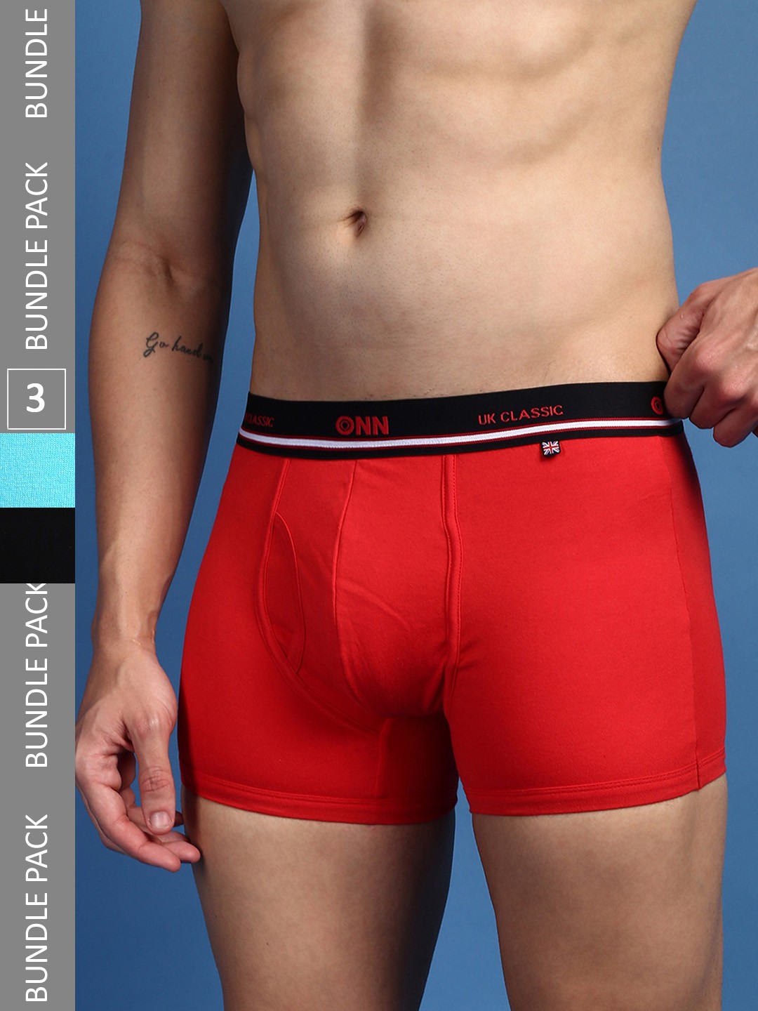 

ONN Pack Of 3 Ultra Soft Cotton Trunks, Red