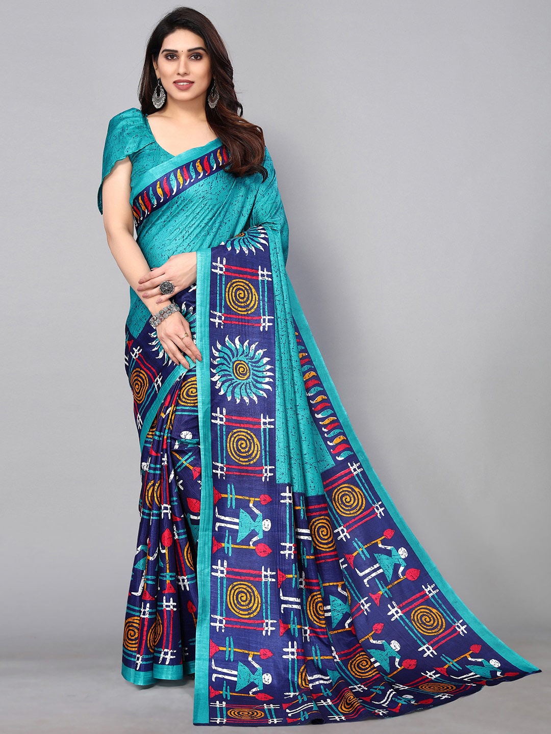 

GORGONE Ethnic Motifs Saree, Blue