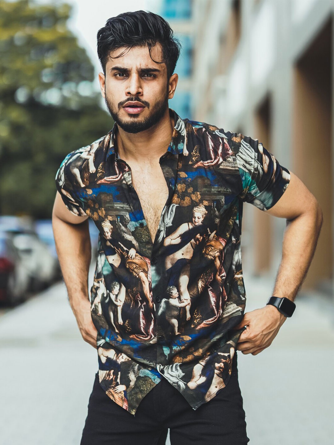 

Powerlook Green & Brown Abstract Printed Casual Shirt