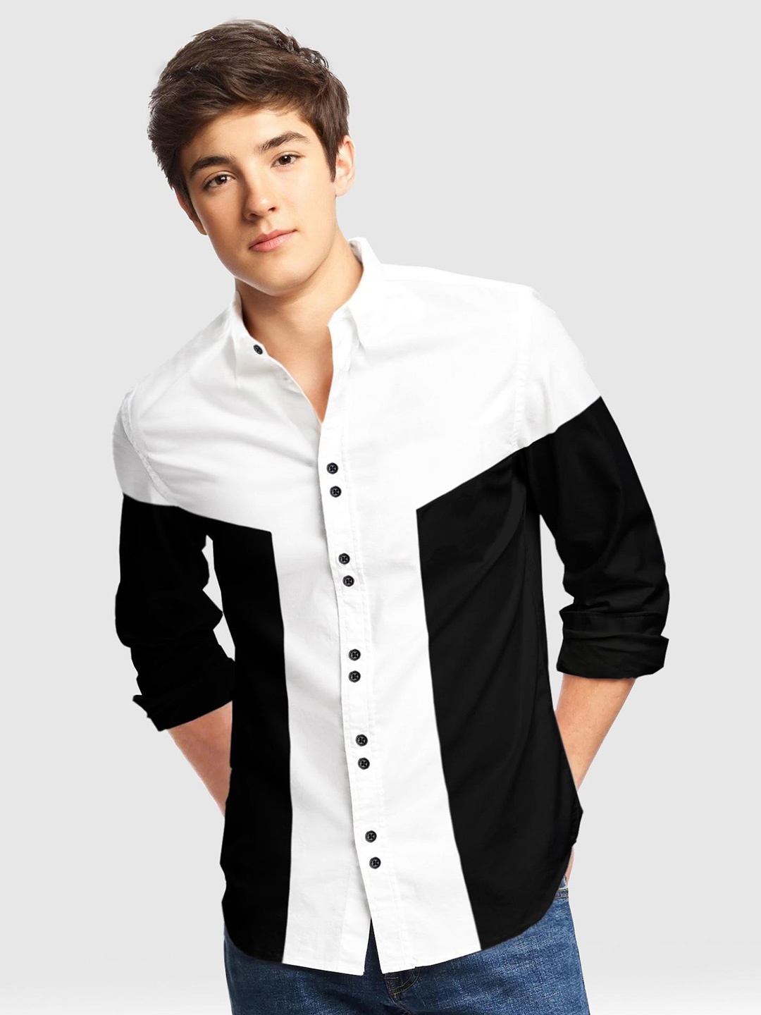 

TRIPR Boys White Opaque Colourblocked Casual Shirt