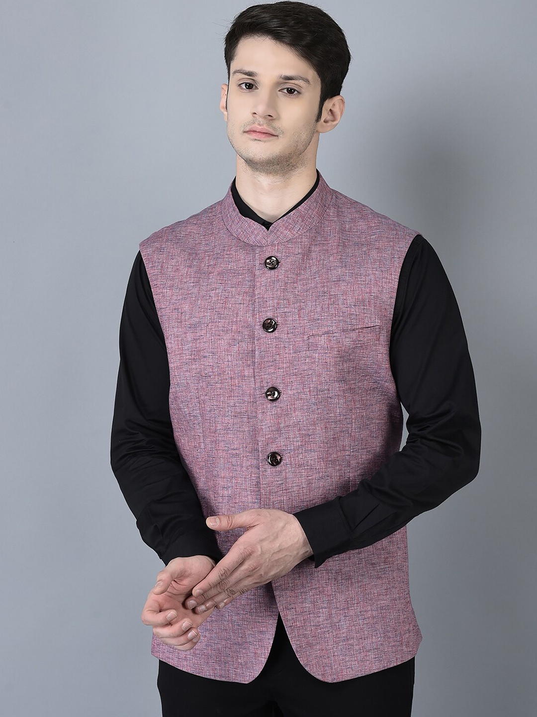 

CANOE Men Mandarin Collar Waistcoat, Red
