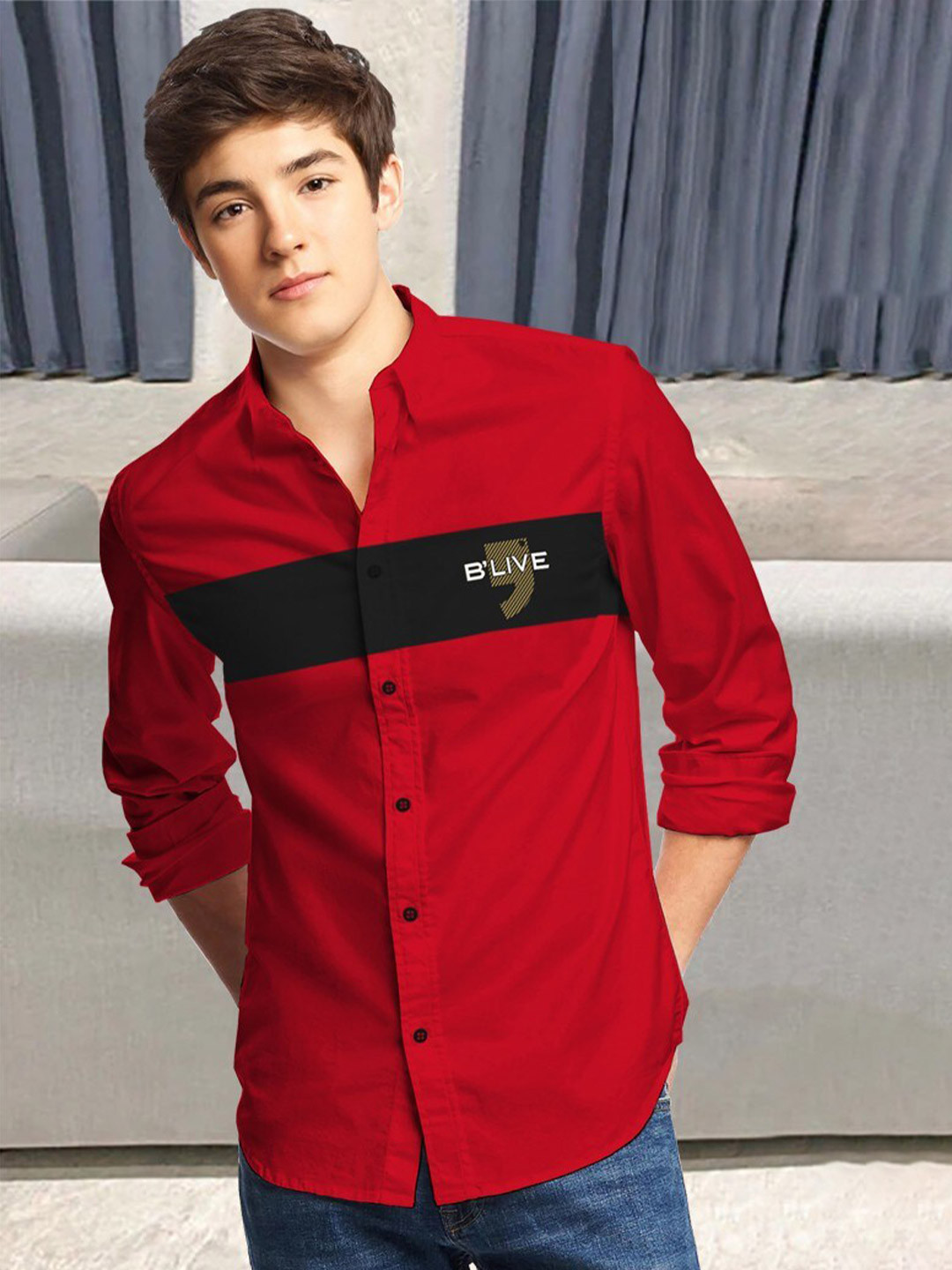 

BLIVE Boys White Opaque Striped Casual Shirt