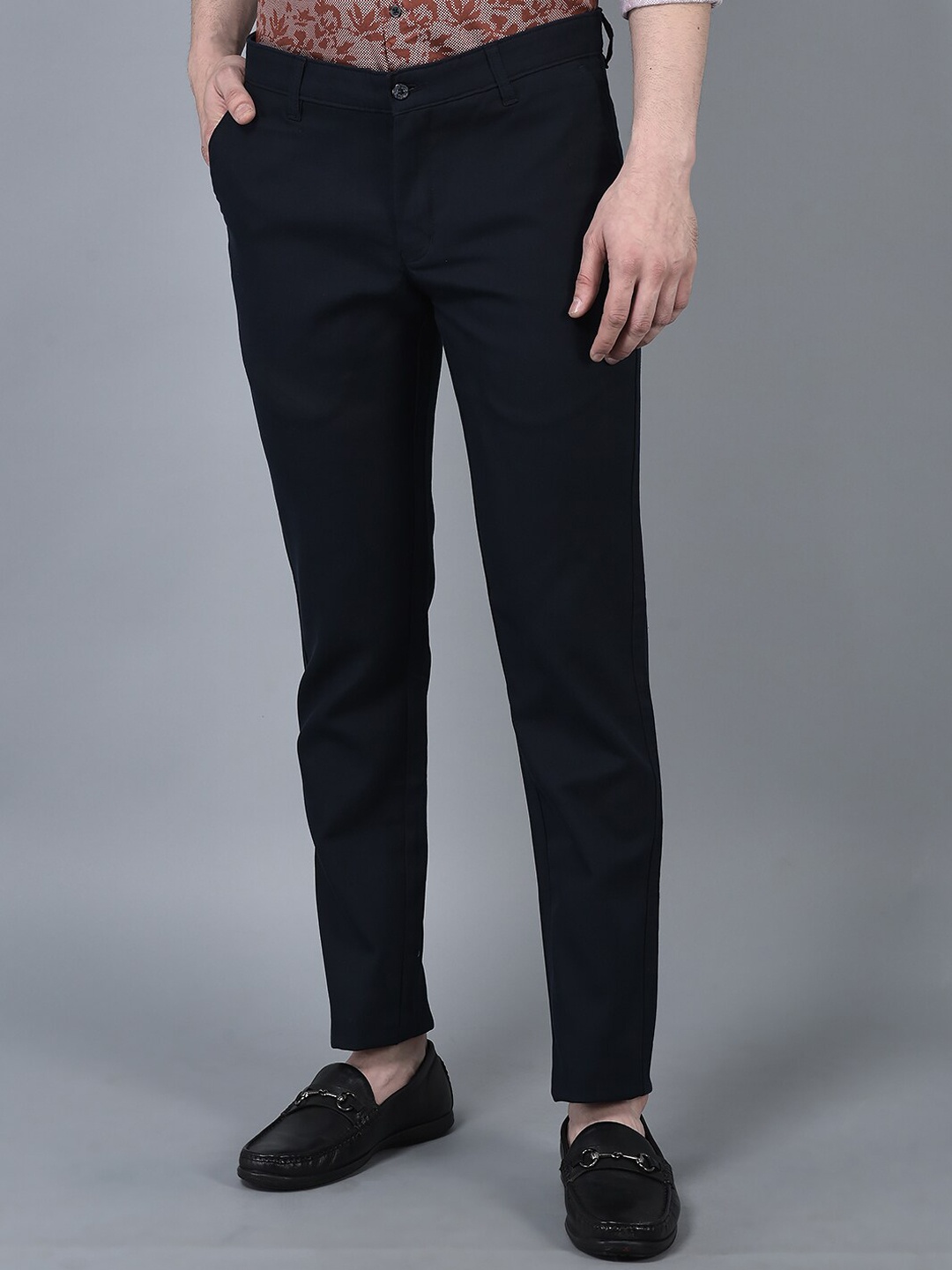 

CANOE Men Smart Fit Mid-Rise Trousers, Navy blue
