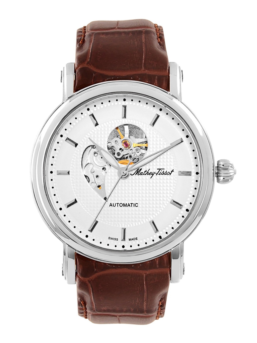 

Mathey-Tissot Men Leather Straps Analogue Automatic Motion Powered Watch H7051AI_LUX, White