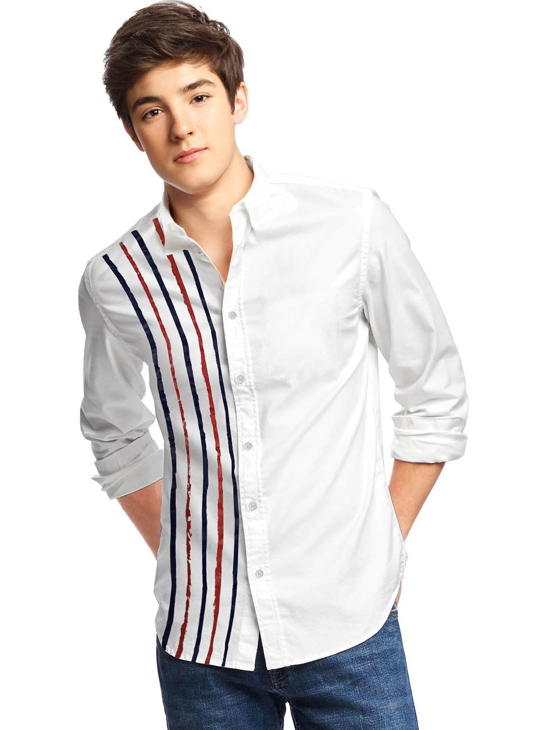 

TRIPR Boys White Opaque Striped Casual Shirt