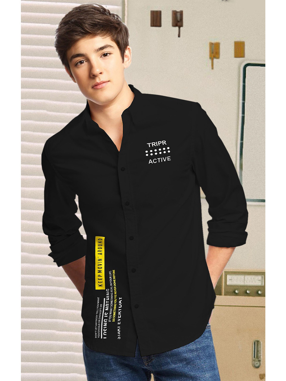 

TRIPR Boys Black Opaque Printed Casual Shirt