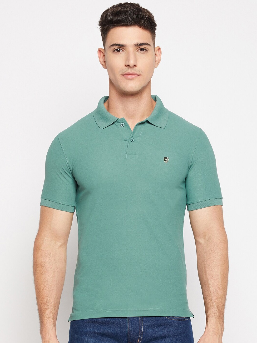 

Okane Short Sleeves Polo Collar Cotton T-shirt, Green