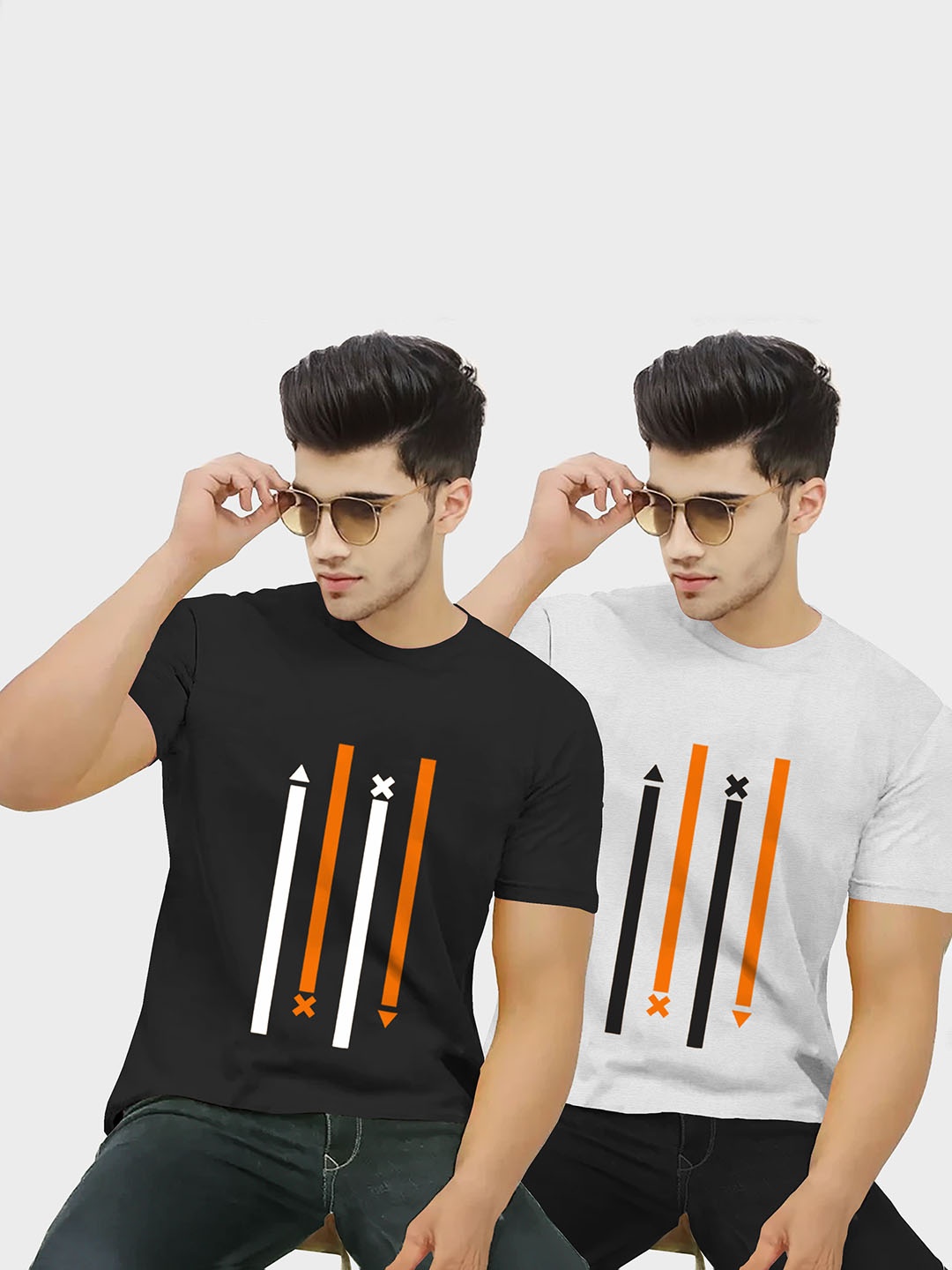 

BLIVE Pack of 2 Graphic Printed Round Neck T-Shirt, Black
