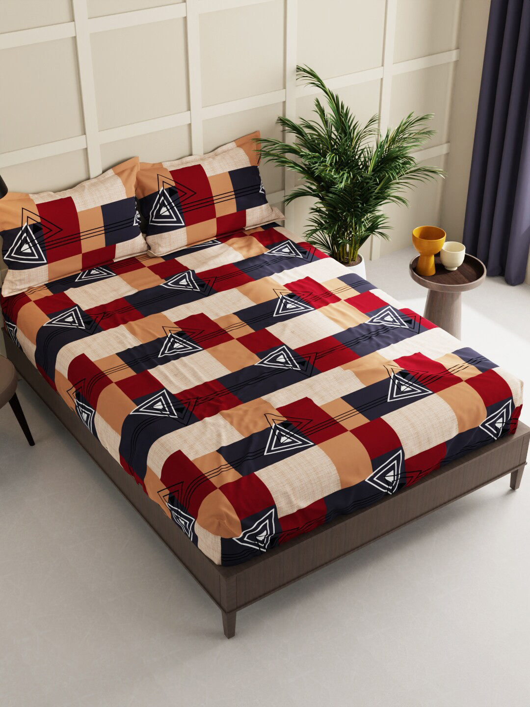 

BIANCA Envogue Red & Grey Printed 152 TC Queen Bedsheet & 2 Pillow Covers