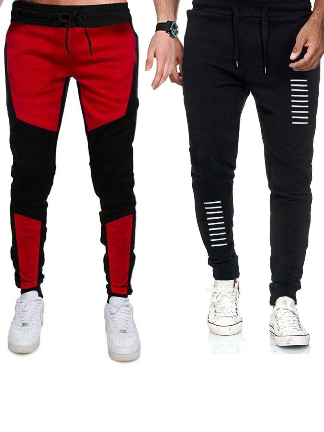 

TRIPR Men Pack Of 2 Mid-Rise Regular Fit Cotton Joggers, Red