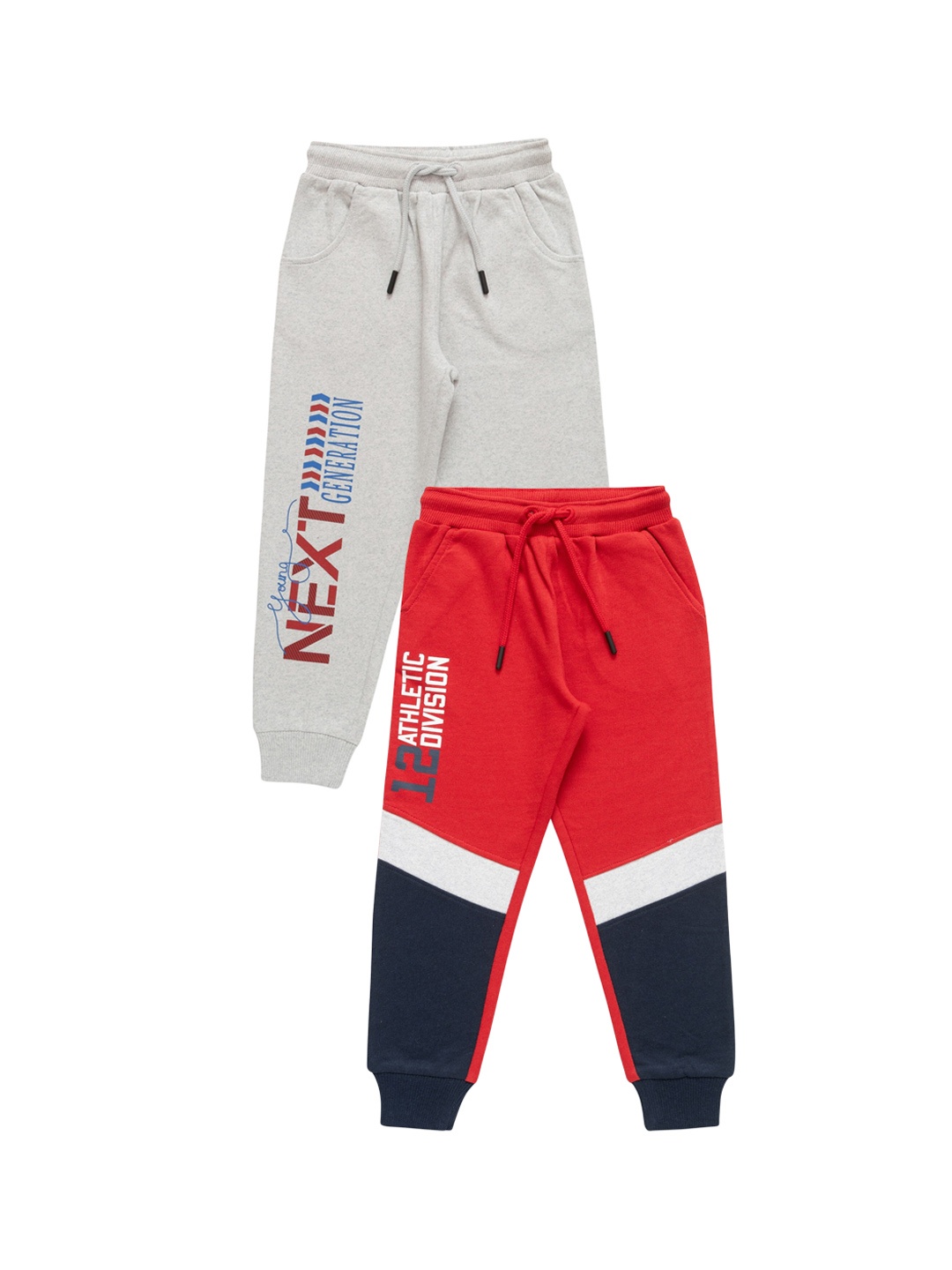 

JusCubs Boys Pack Of 2 Typography Printed Regular Fit Cotton Joggers, Red