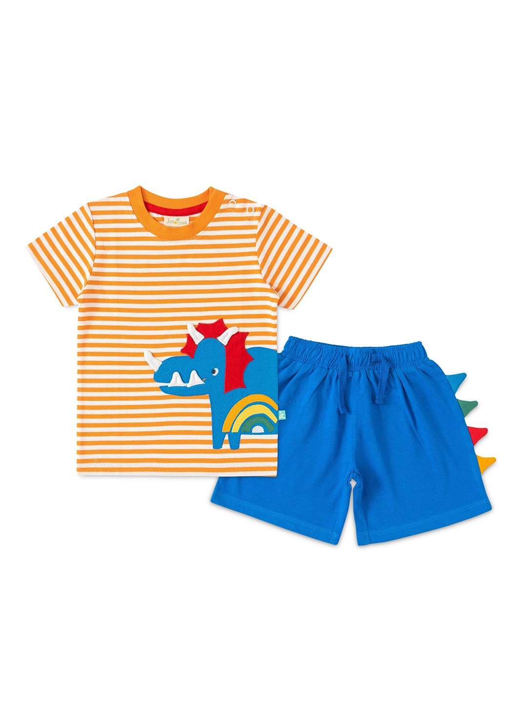 

JusCubs Infant Boys Striped Pure Cotton T-shirt With Shorts, Orange