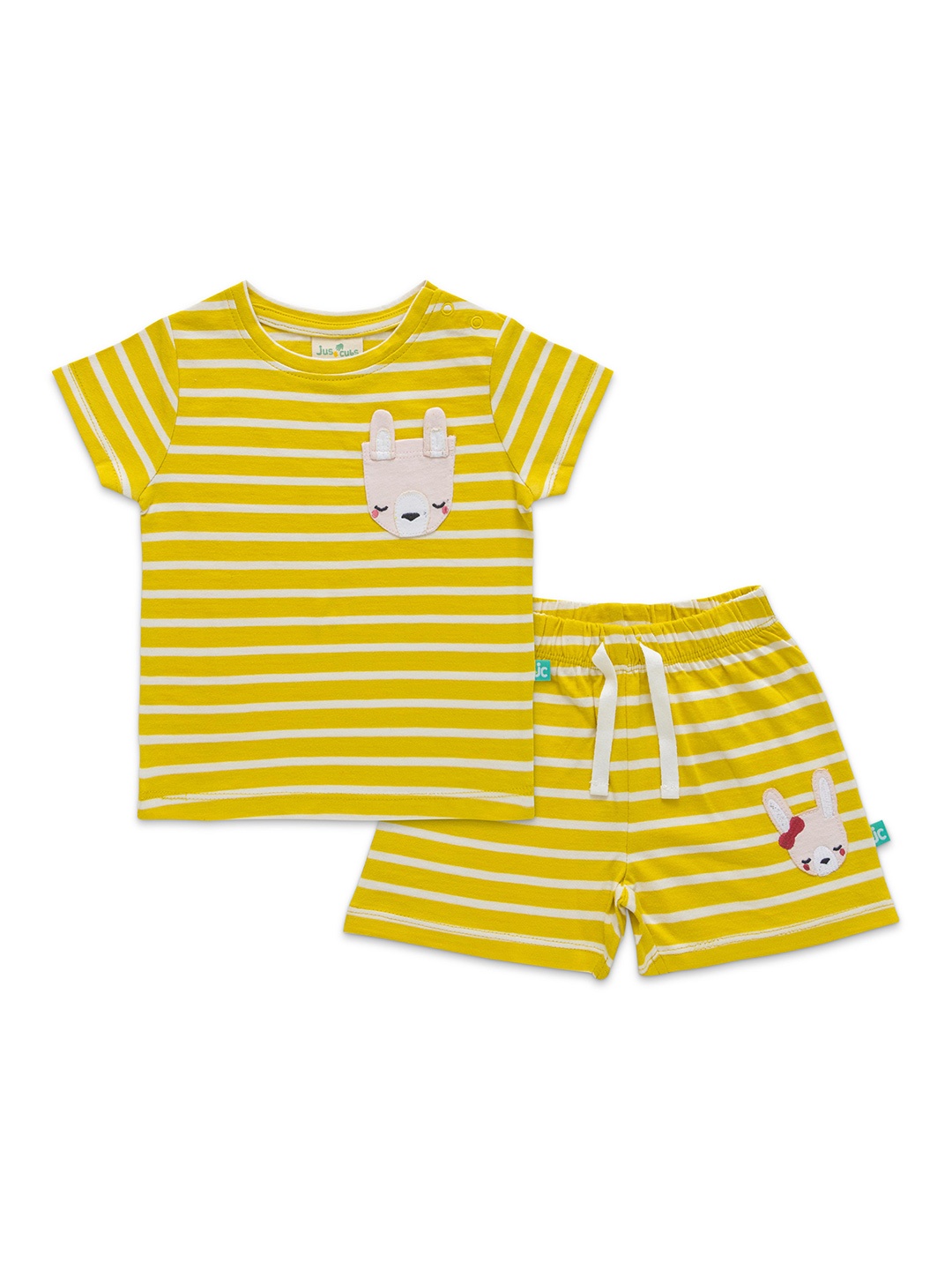 

JusCubs Infants Boys Striped Pure Cotton T-shirt with Shorts, Yellow