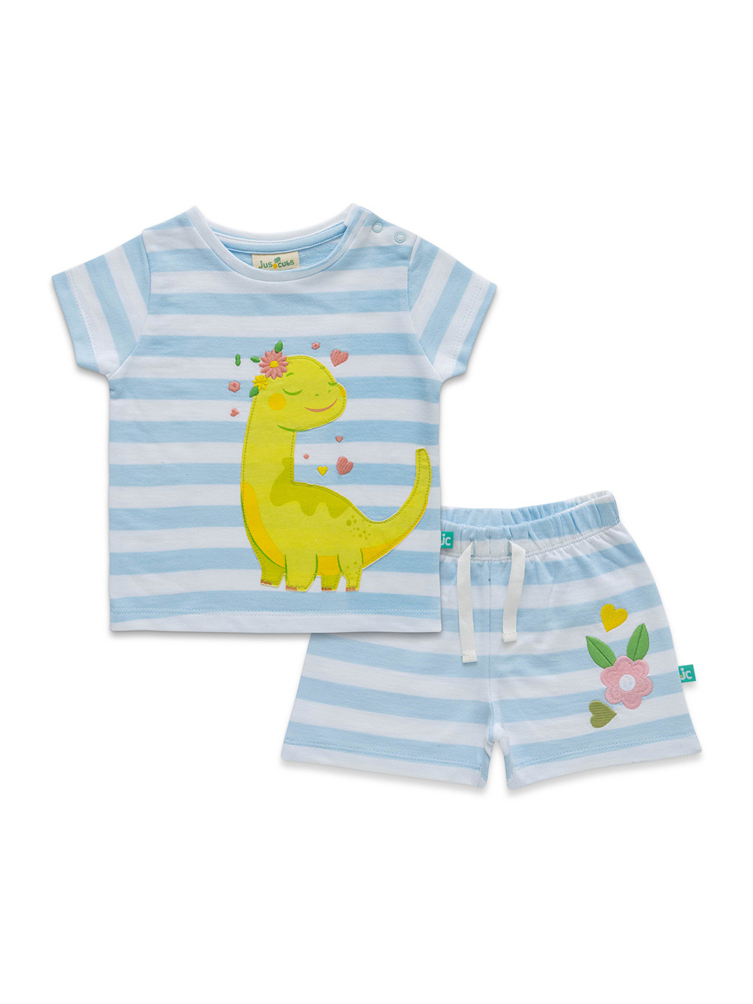 

JusCubs Infant Boys Striped Pure Cotton T-shirt With Shorts, Blue