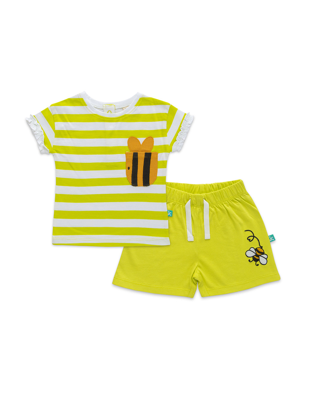 

JusCubs Infants Boys Striped Pure Cotton T-shirt with Shorts, Green