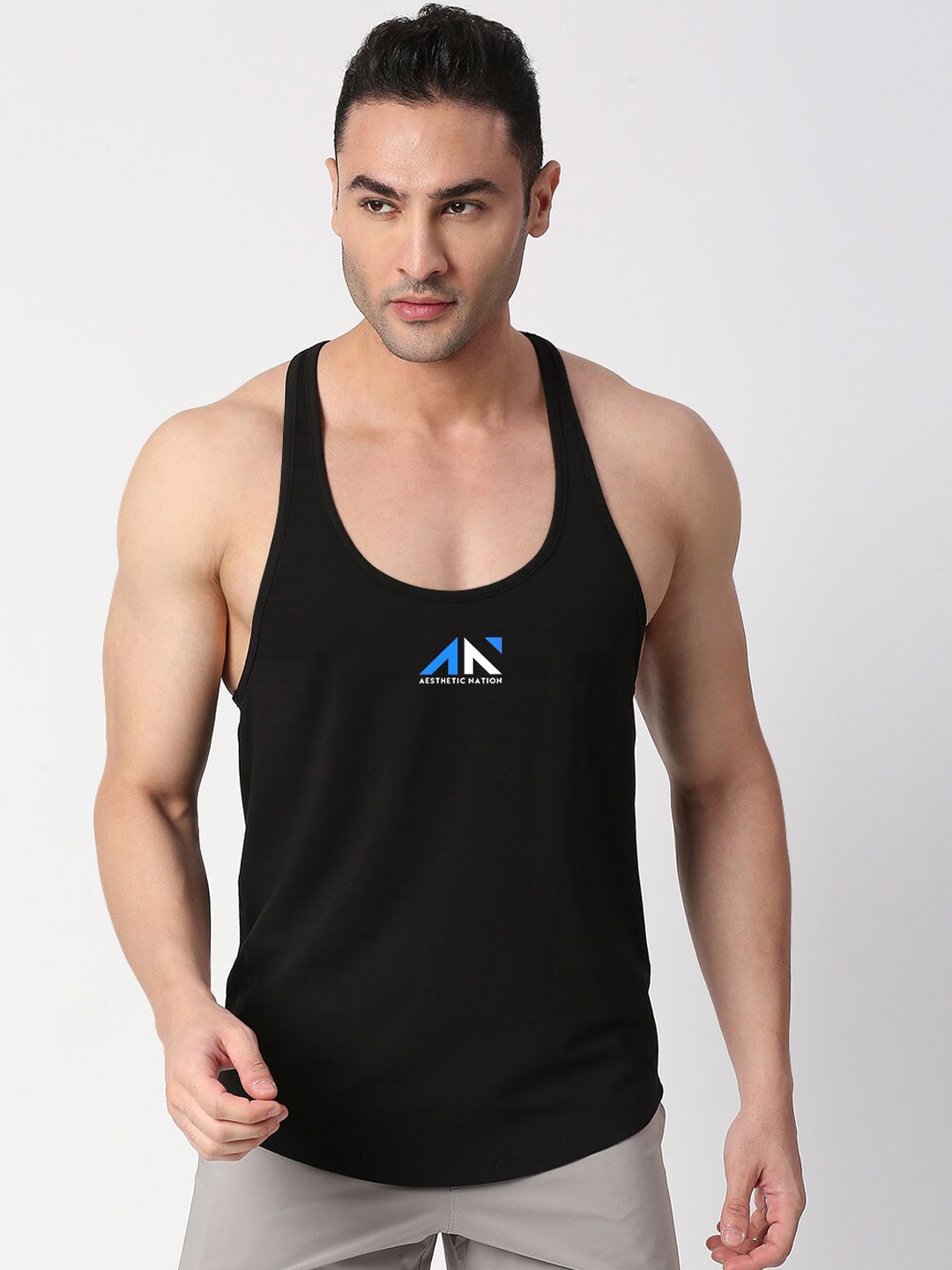 

AESTHETIC NATION Brand Logo-Printed Anti-odor Sports Innerwear Vest, Black