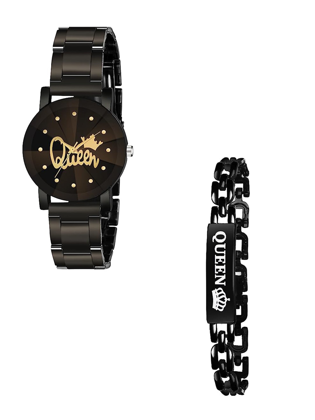 

CERO Unisex Analog Watch & Beacelet Combo C-Com-Metal-Queen-Bracelet, Black