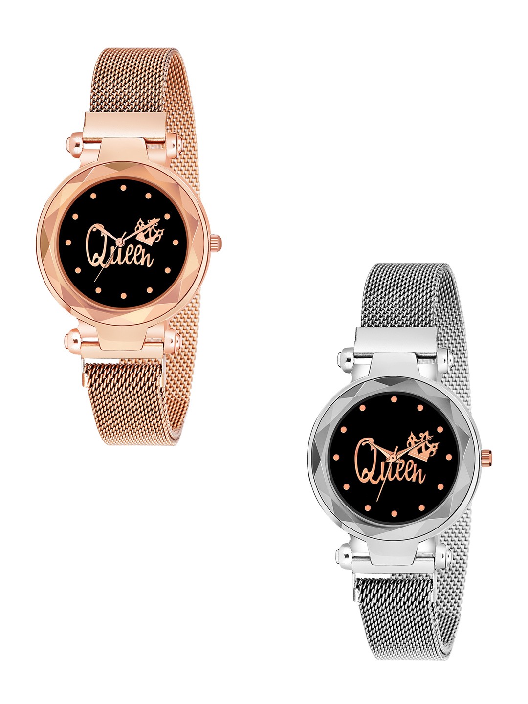 

CERO Women Pack Of 2 Stainless Steel Analogue Watch C-Com-Queen-Gold-Silver