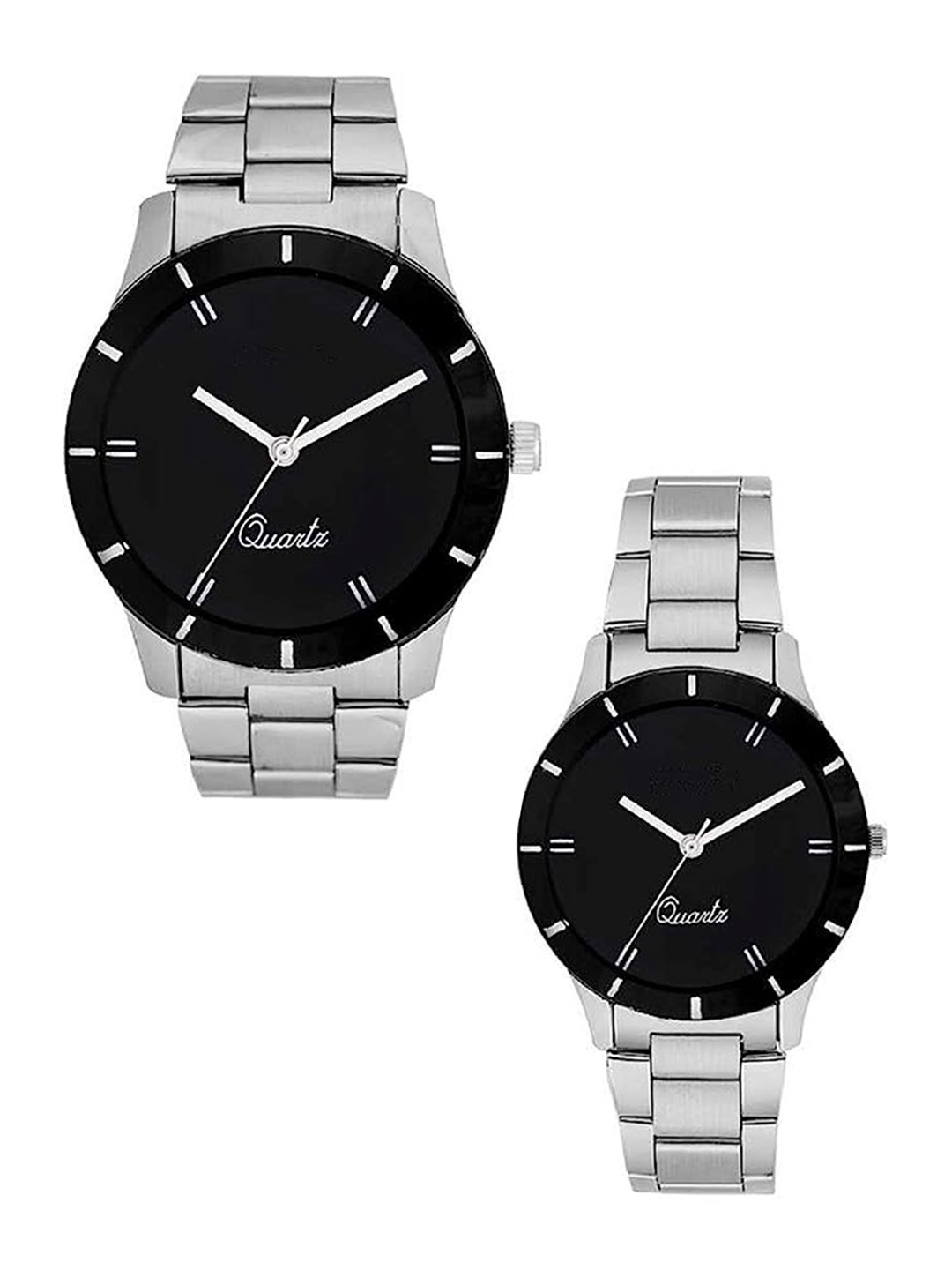 

CERO Pack Of 2 Bracelet Style Straps Analogue Watches C-Com2-Maan-107-Black-Couple