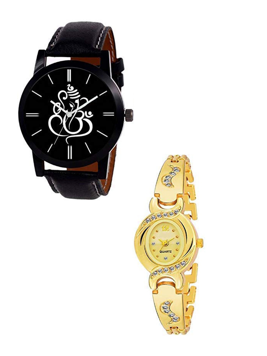 

CERO Pack Of 2 Analogue Watch C-Com2-Ganesh-new-AKS, Black