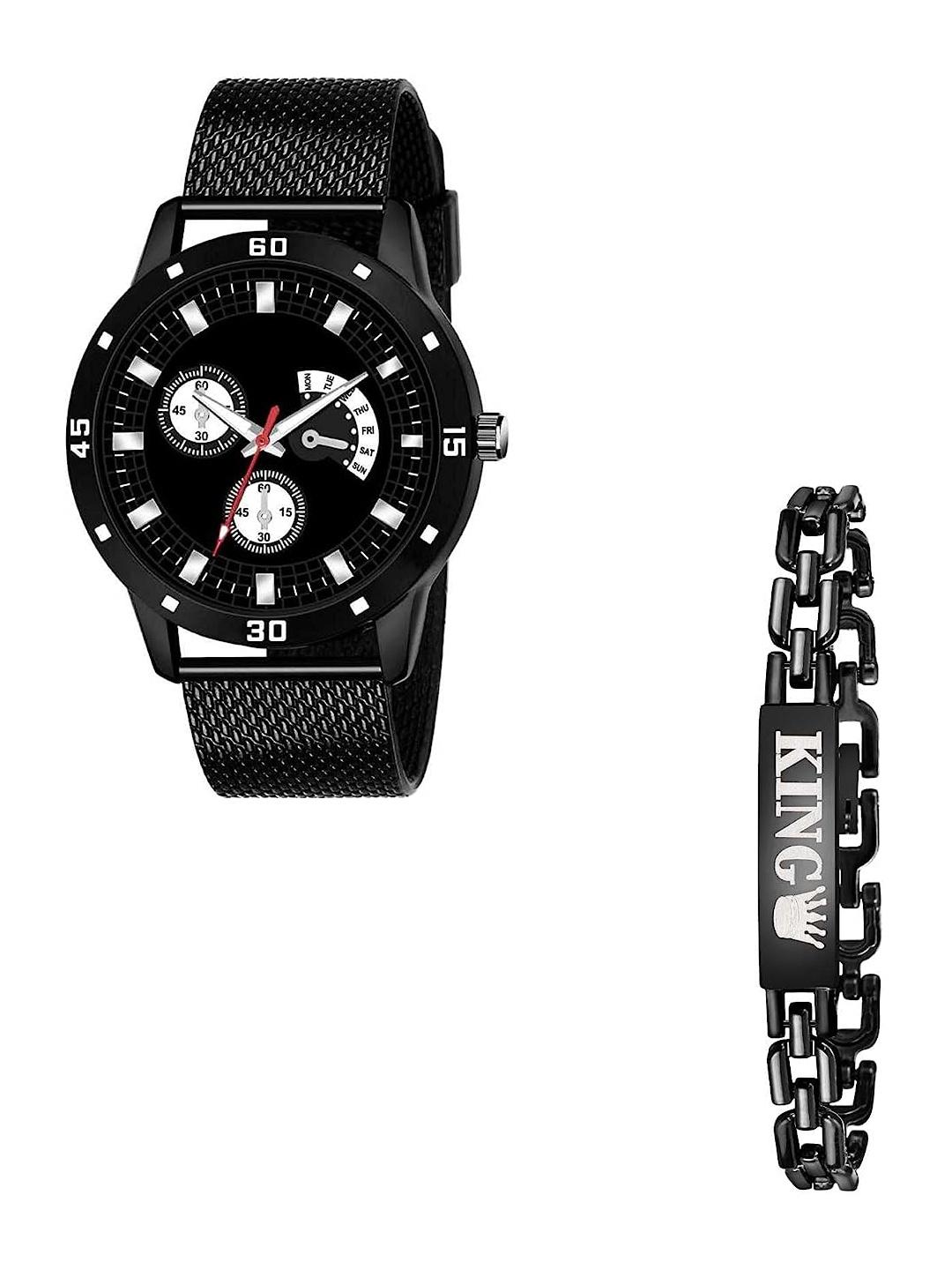 

CEROMen Pack Of 2 Printed Analogue Watch & Bracelet C-Com-502-Black-Aviyo-KING