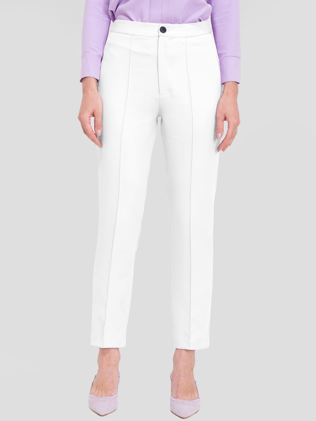 

Samshek Women Relaxed Slim Fit Trousers, White