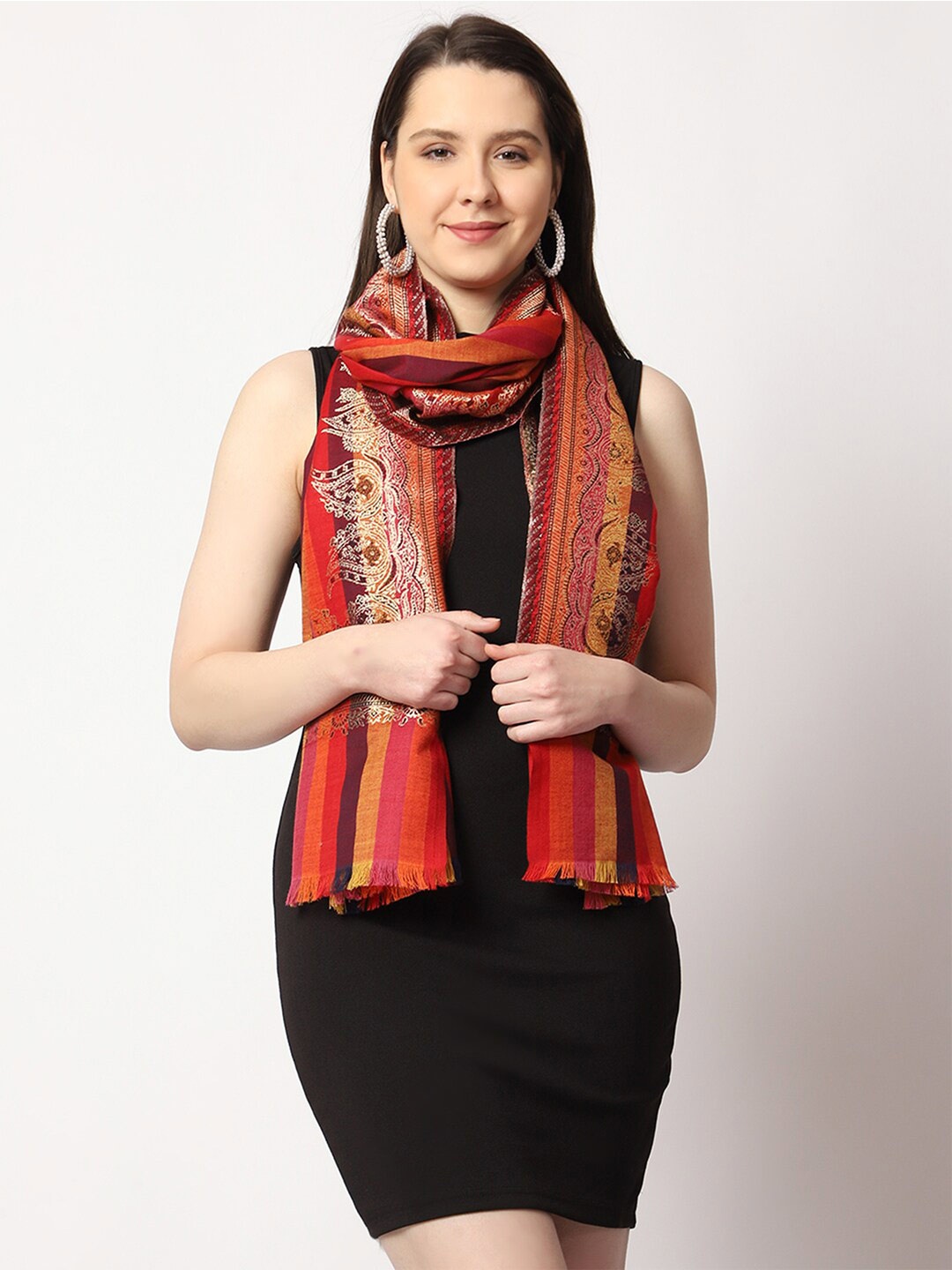 

SWI Stylish Women Printed Wool Stole, Red