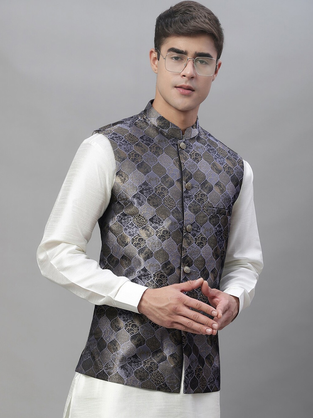 

Anouk Men Woven Design Jackets, Grey