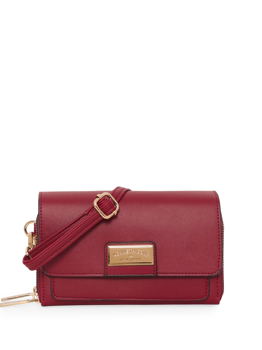 

Kenneth Cole Women PU Structured Sling Bag, Burgundy