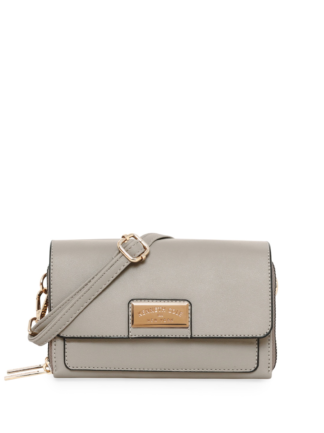 

Kenneth Cole Women PU Structured Sling Bag, Grey