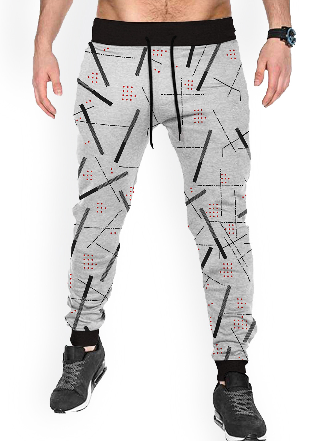 

TRIPR Men Geometric Printed Joggers, Grey