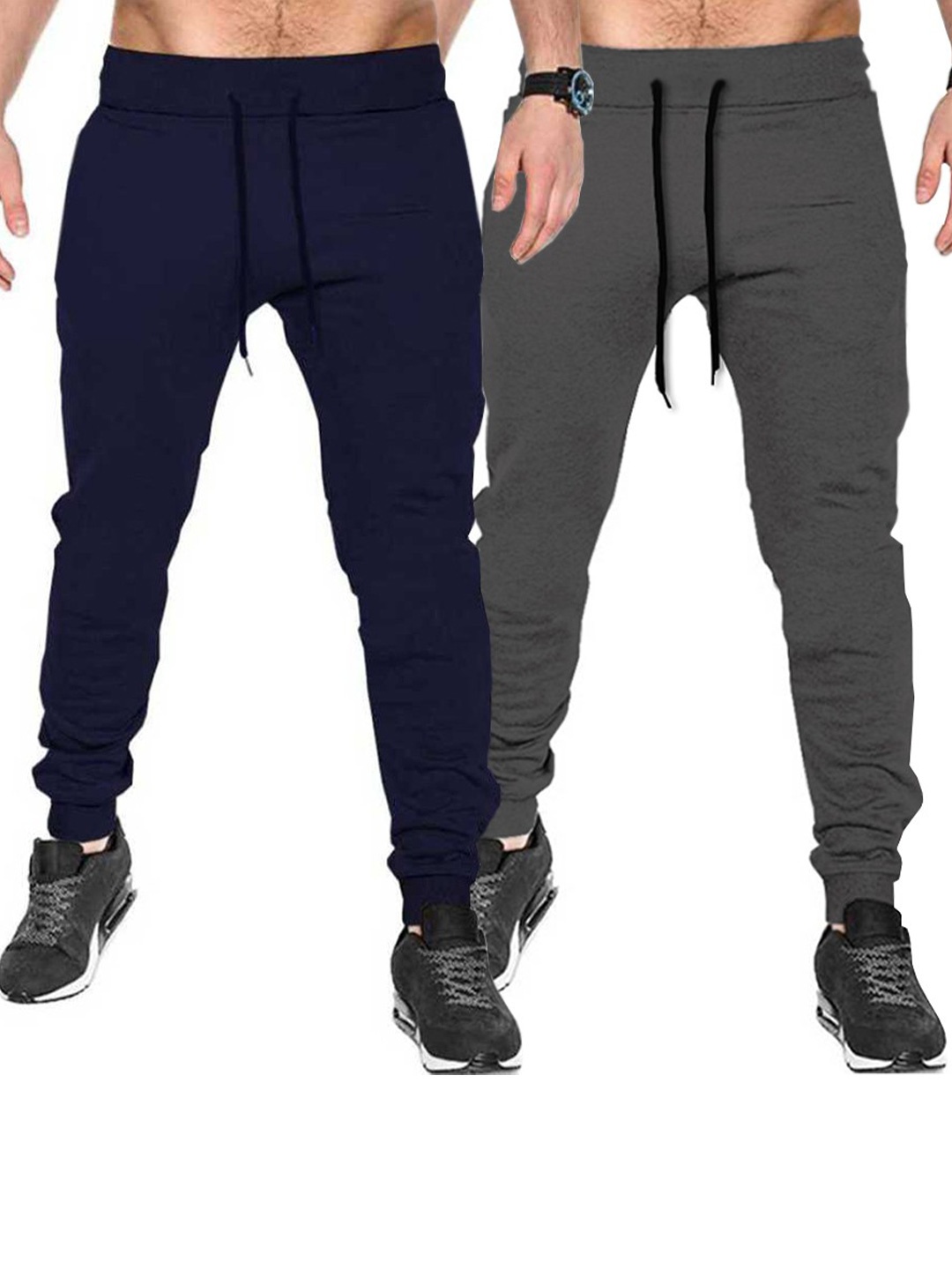 

TRIPR Men Pack Of 2 Regular Fit Mid-Rise Joggers, Navy blue