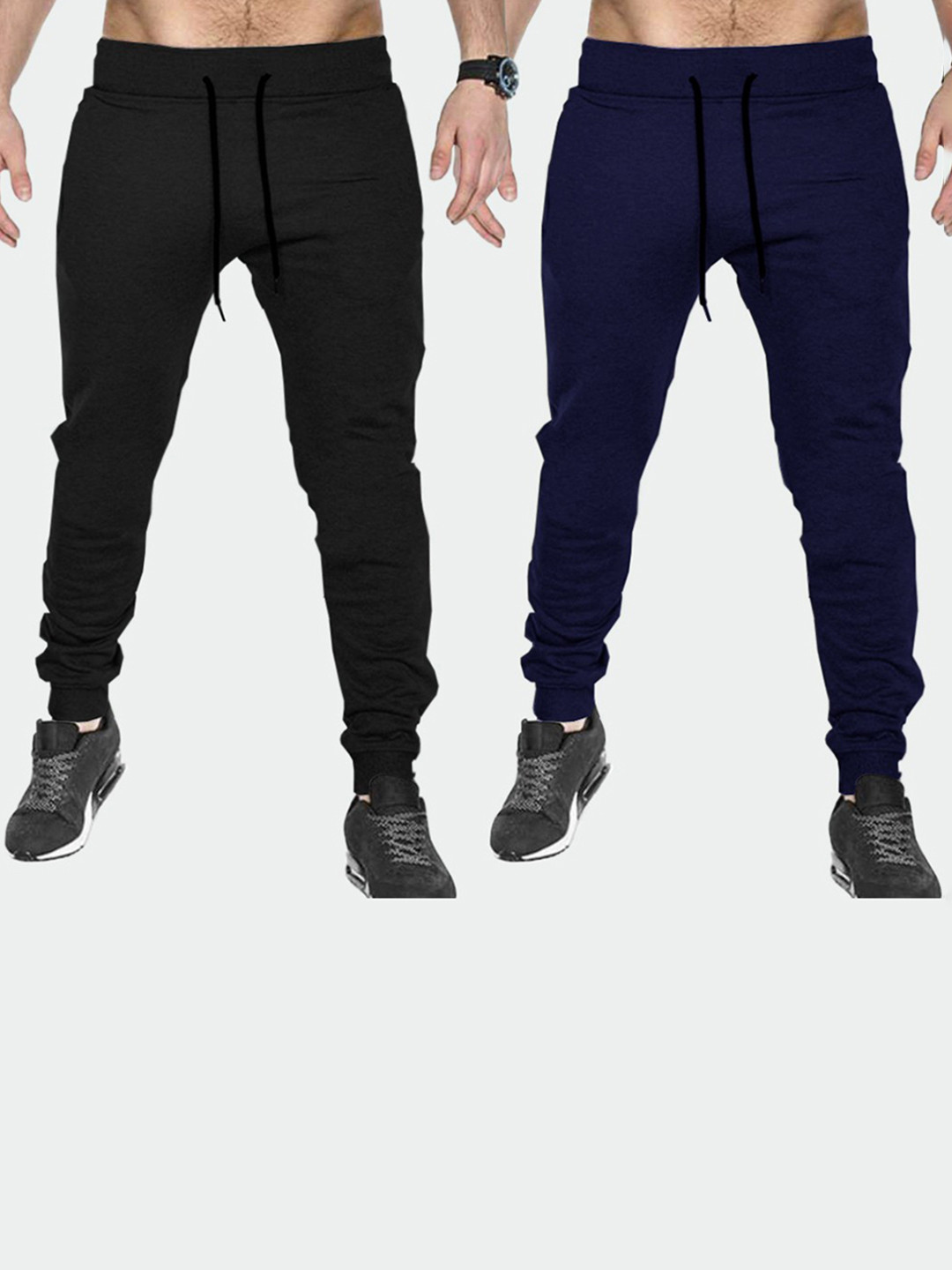 

TRIPR Men Pack Of 2 Regular Fit Mid-Rise Joggers, Black