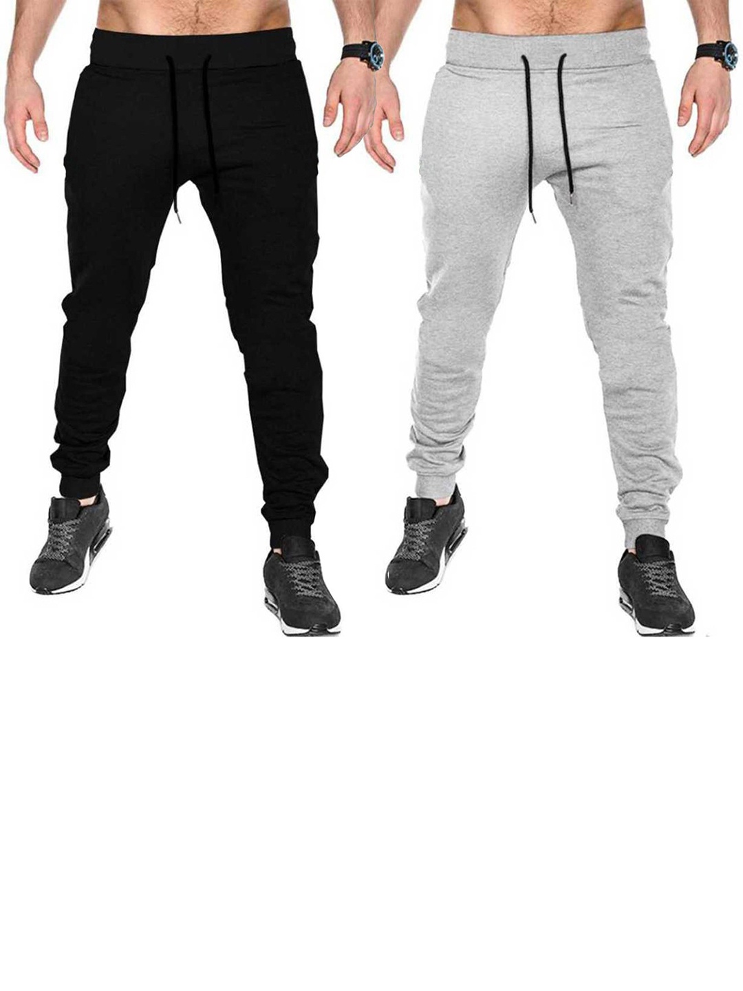 

TRIPR Men Pack Of 2 Mid-Rise Regular Fit Joggers, Black